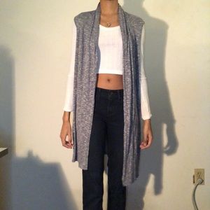 Grey & white heathered vest/ sleeveless cardigan
